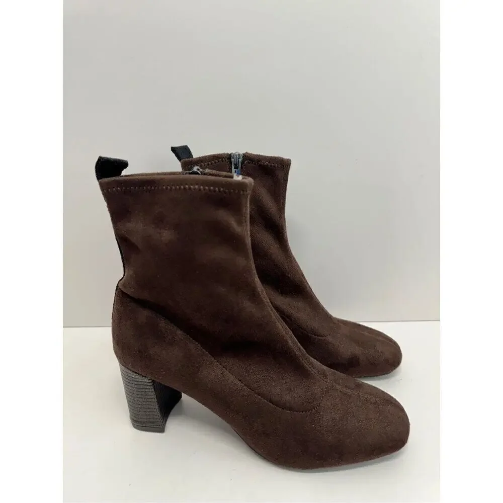 Donald J. Pliner Cattie Bootie Size 6.5 Brown‎ Block Heel Round Toe Boots NEW